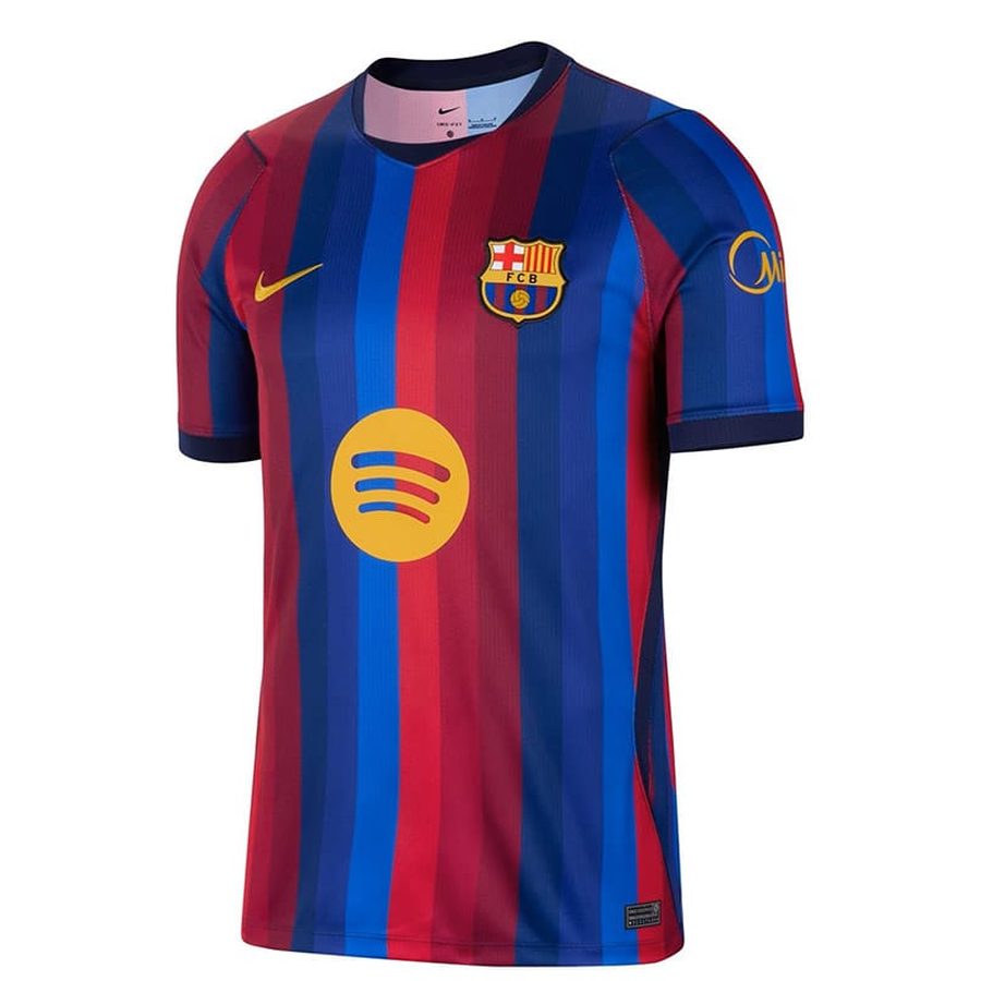 Barcelona 2026/27 home jersey in deep blue and claret stripes with the FC Barcelona crest.